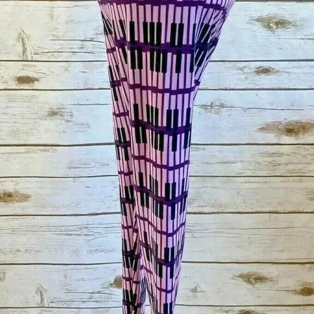 LULAROE Women Stretchy Slim Fit Elastic High Waist Purple Legging Pants One Size - Picture 4 of 8